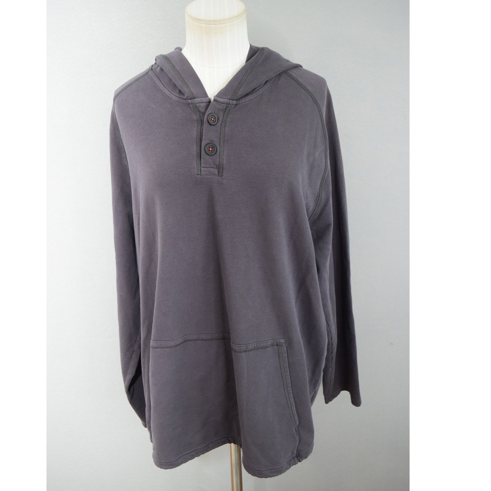 Rhone Bolinas Henley Hoodie XL Gray Button Neck Long Sleeve Pullover Men